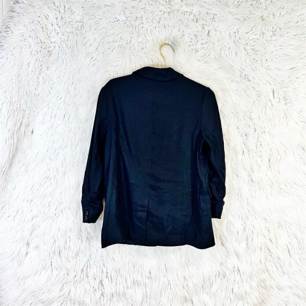 Elie Tahari Women's Navy Blue Blazer Size 6 linen Suit Jacket - Picture 9 of 9